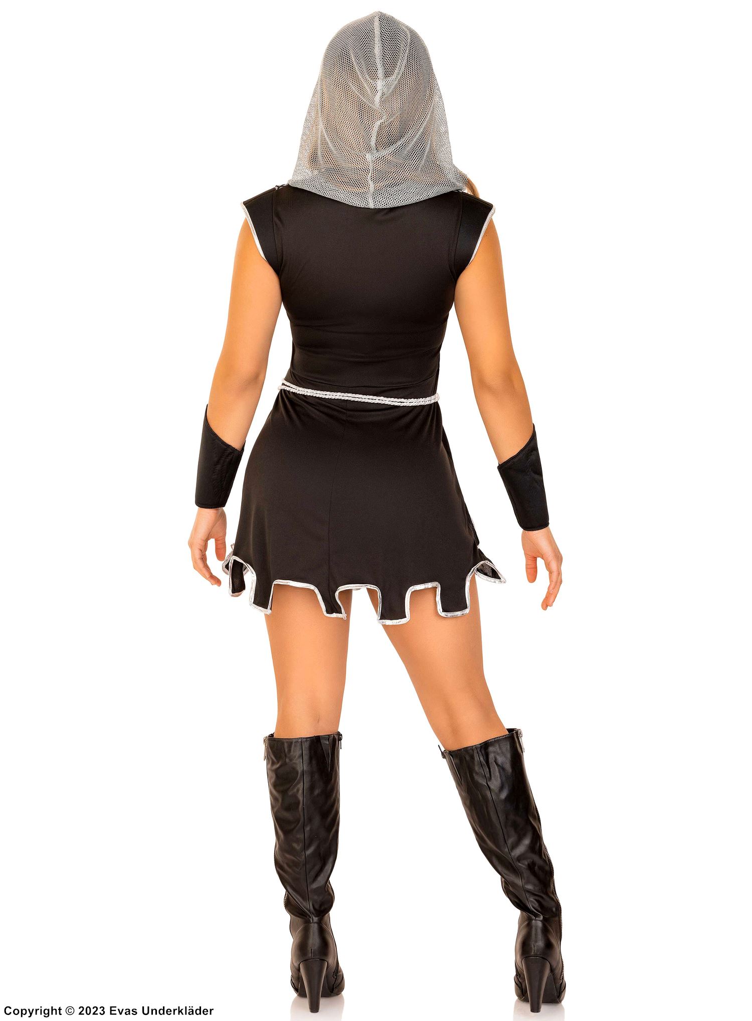 Kvinnlig romersk krigare, maskeradklänning med huva och bälte